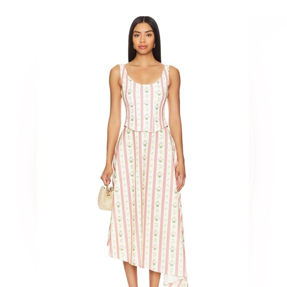 WeWoreWhat Pink and White Striped Skirt